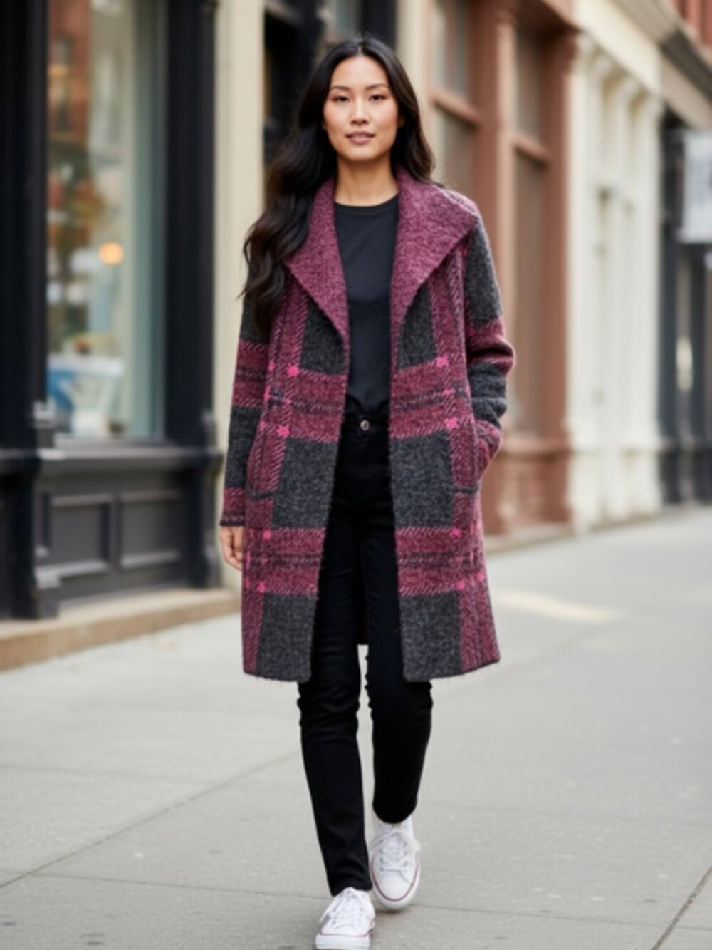 Joseph A. Multi-Colored Plaid Open Cardigan